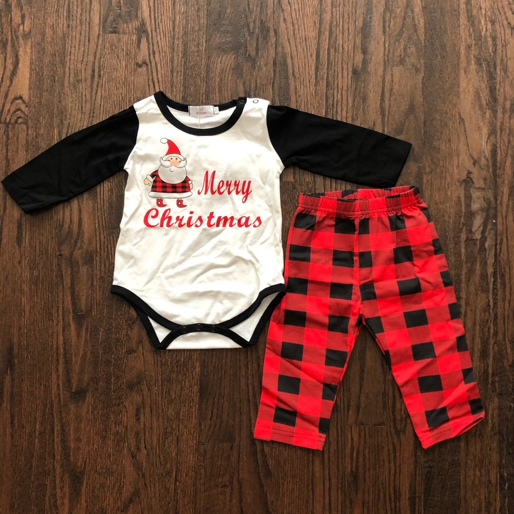 3-6months Christmas Black & Red Gingham Pajama Set